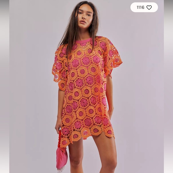 free people t shirt dress Carter T-Shirt sleeve construction with embroidery trim Cutwork Tee Dress | Free